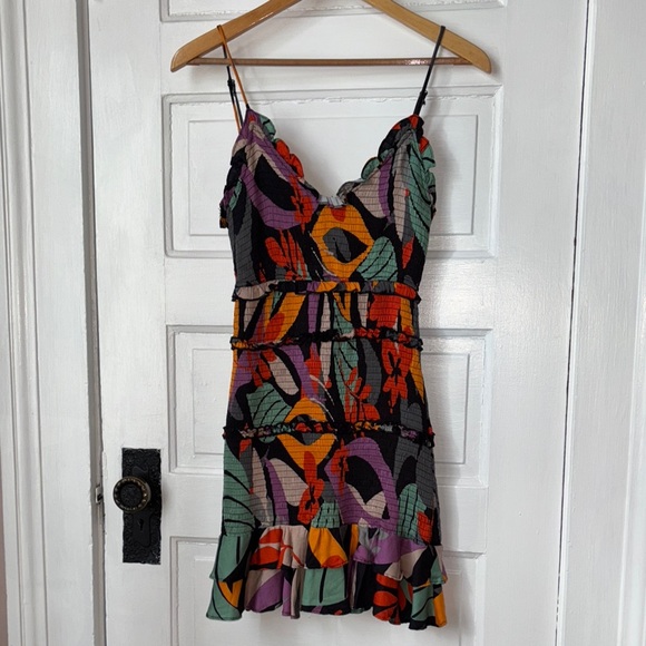 OLIVACEOUS SMOCKED MINI DRESS - Picture 1 of 8
